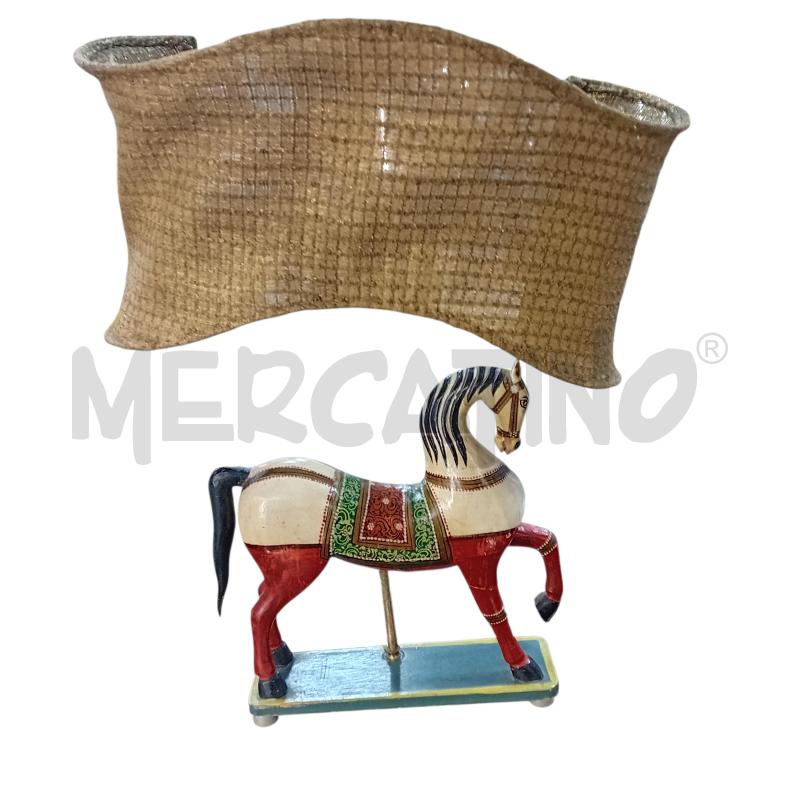 LAMPADA BASE CAVALLO LEGNO COPRILUME DORATO | Mercatino dell'Usato Civitavecchia 3