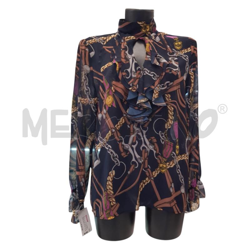 MAGLIA D BLUGIRL BLUMARINE NERA VELATA SATAMPA CATENE | Mercatino dell'Usato Civitavecchia 1