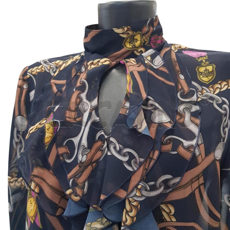 MAGLIA D BLUGIRL BLUMARINE NERA VELATA SATAMPA CATENE | Mercatino dell'Usato Civitavecchia 2