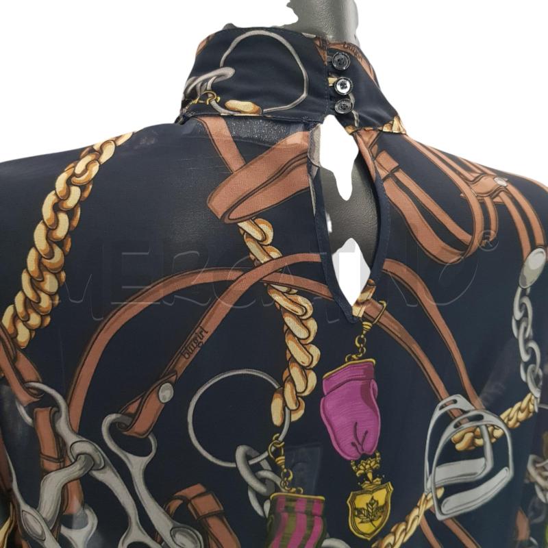 MAGLIA D BLUGIRL BLUMARINE NERA VELATA SATAMPA CATENE | Mercatino dell'Usato Civitavecchia 3