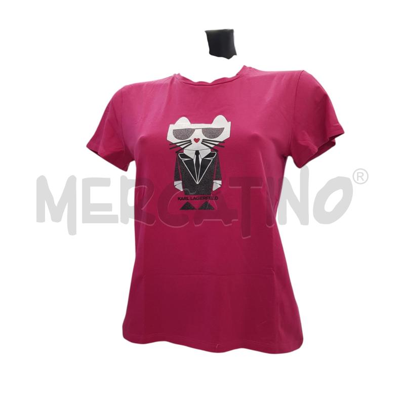 MAGLIA D KARL LAGERFELD FUCSIA GATTO CON OCCHIALI | Mercatino dell'Usato Civitavecchia 1
