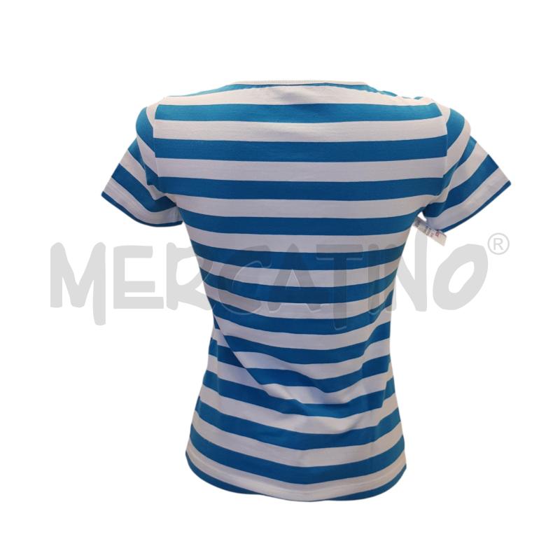MAGLIA D MOSCHINO RIGHE B/CELESTE APPLICAZIONI COLLO  | Mercatino dell'Usato Civitavecchia 2