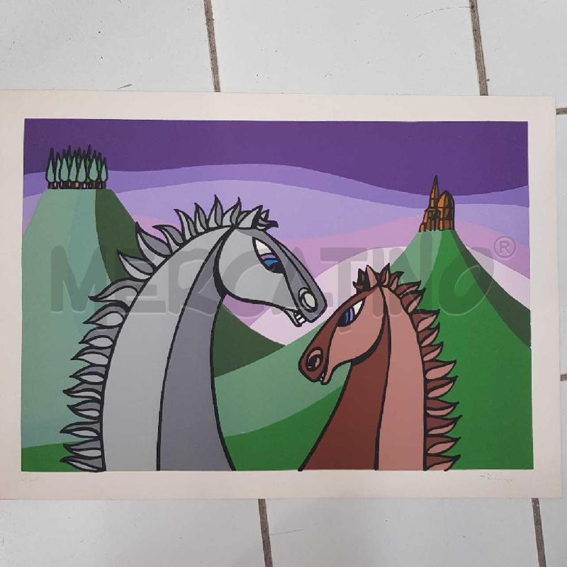 OPERA GRAFICA CAVALLI NEI MONTI 50X70 | Mercatino dell'Usato Civitavecchia 1