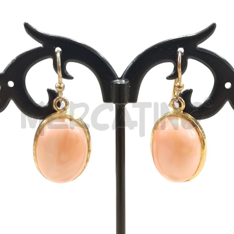 ORECCHINI PENDENTI CABOCHON CORALLO ROSA | Mercatino dell'Usato Civitavecchia 1