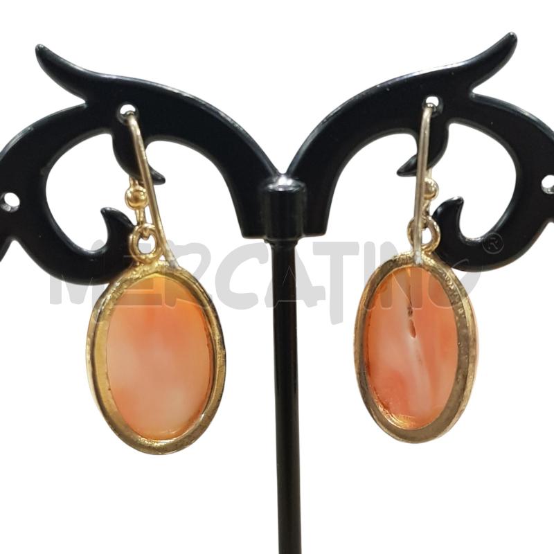 ORECCHINI PENDENTI CABOCHON CORALLO ROSA | Mercatino dell'Usato Civitavecchia 2