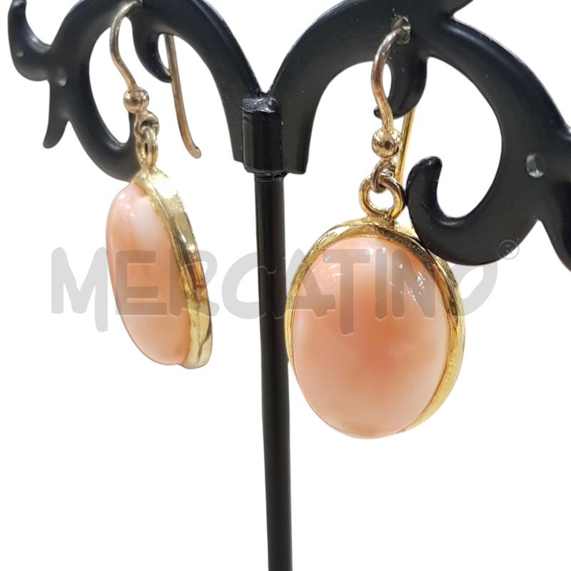 ORECCHINI PENDENTI CABOCHON CORALLO ROSA | Mercatino dell'Usato Civitavecchia 4
