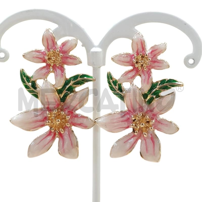 ORECCHINI SMALTATI FIORE ROSA STEEL  | Mercatino dell'Usato Civitavecchia 1