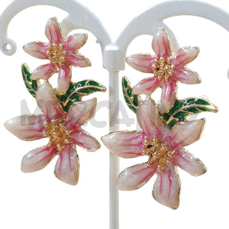 ORECCHINI SMALTATI FIORE ROSA STEEL  | Mercatino dell'Usato Civitavecchia 4