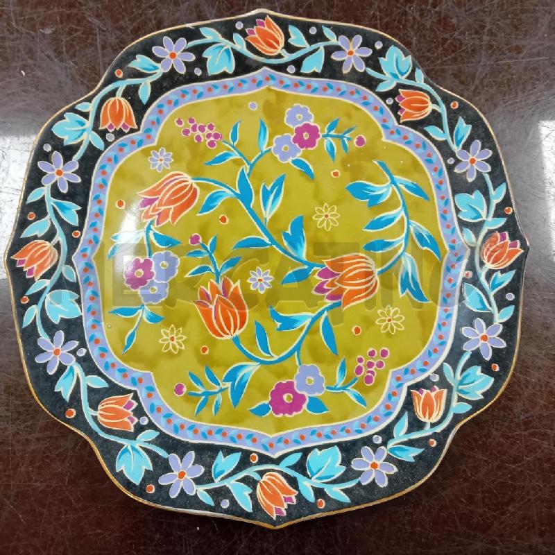 PIATTINO GIAPPONESE FIORI ARANCIO DECORO VIOLA BLU | Mercatino dell'Usato Civitavecchia 1