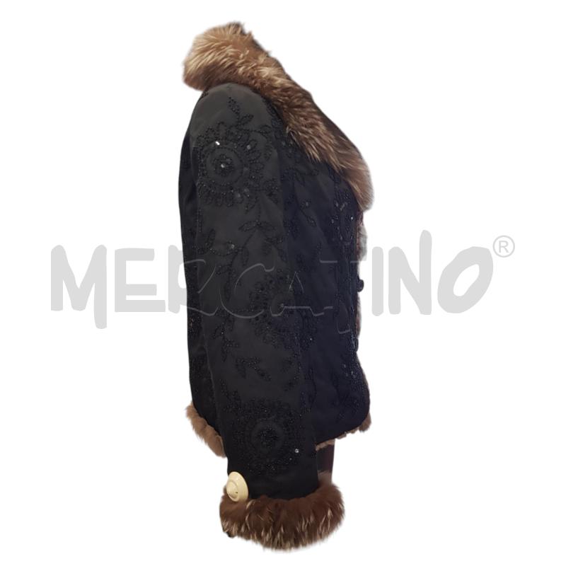 PIUMINO D NICO FONTANA NERO RICAM PERLINE COLLO PELLICCIA | Mercatino dell'Usato Civitavecchia 2