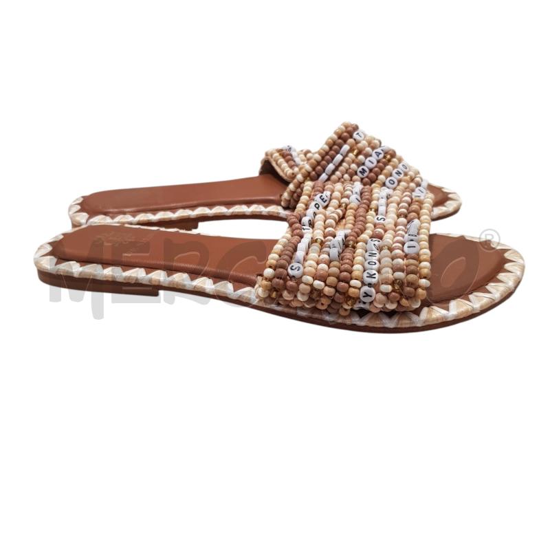 SANDALI D DE SIENA PERLINE BIANCHE BEIGE | Mercatino dell'Usato Civitavecchia 1