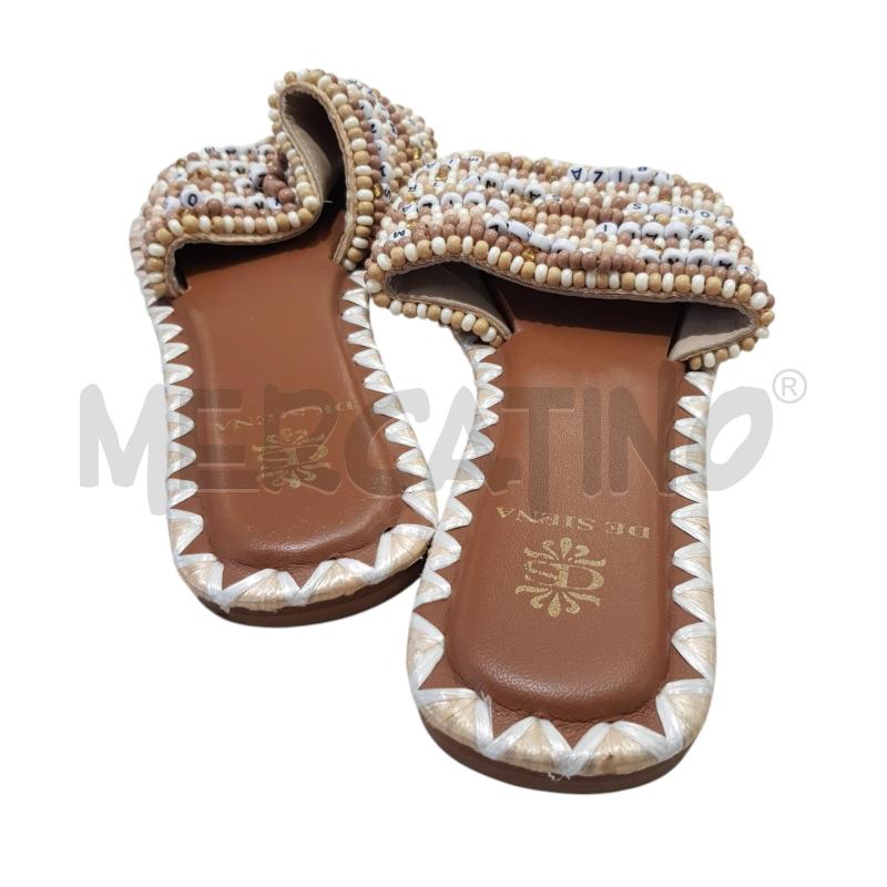 SANDALI D DE SIENA PERLINE BIANCHE BEIGE | Mercatino dell'Usato Civitavecchia 2