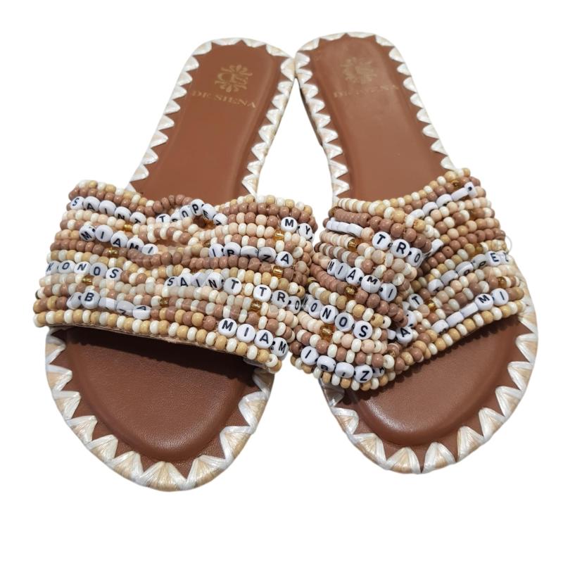 SANDALI D DE SIENA PERLINE BIANCHE BEIGE | Mercatino dell'Usato Civitavecchia 3