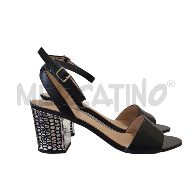 SANDALI D GUESS NERI TACCO BORCHIATO ARGENTO | Mercatino dell'Usato Civitavecchia 1