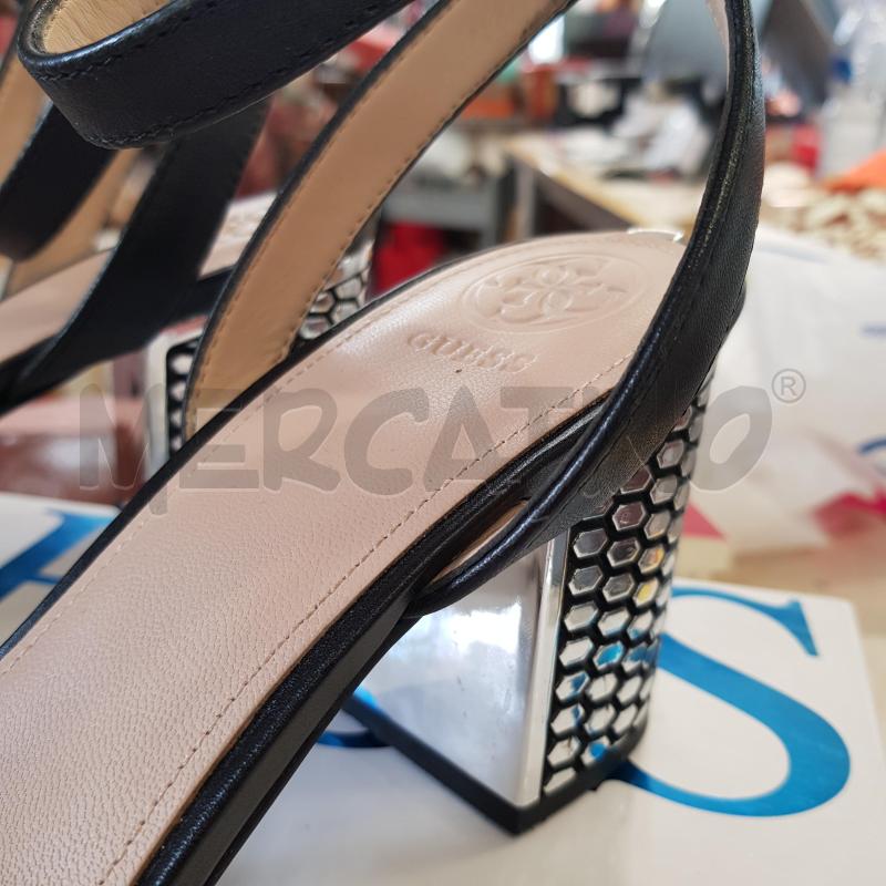 SANDALI D GUESS NERI TACCO BORCHIATO ARGENTO | Mercatino dell'Usato Civitavecchia 5