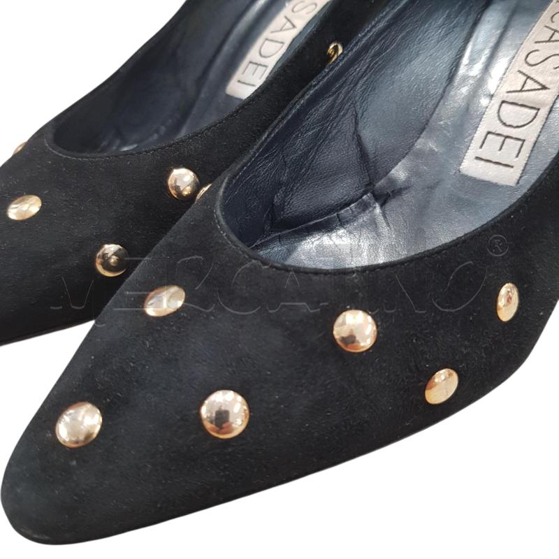 SCARPE D CASADEI SCAM NERE BORCHIE DORATE | Mercatino dell'Usato Civitavecchia 5