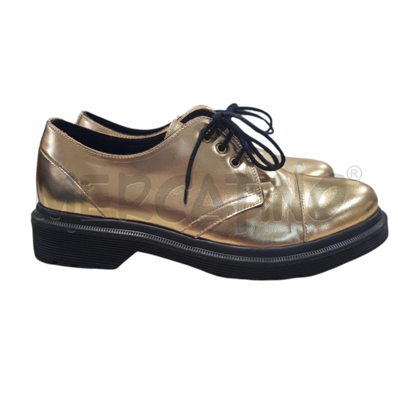 SCARPE D PATRIZIA PEPE MYLAR DORATO NUOVE SUOLA E LACCI NERI | Mercatino dell'Usato Civitavecchia 1