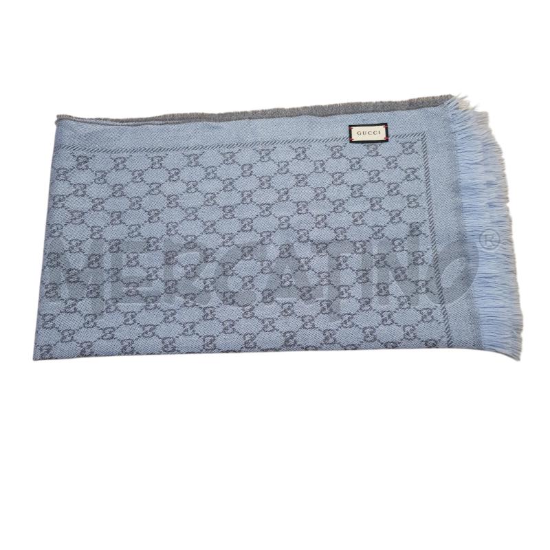 SCIARPA GUCCI CELESTE GRIGIO MONOGRAM GG 185X52 | Mercatino dell'Usato Civitavecchia 1