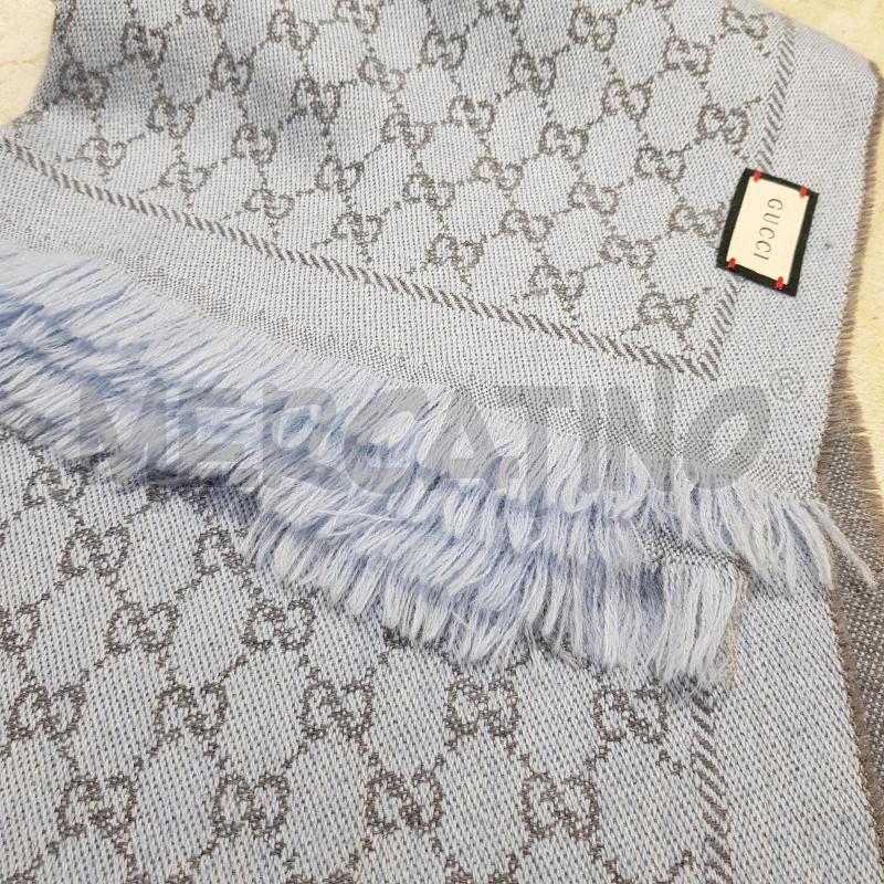 SCIARPA GUCCI CELESTE GRIGIO MONOGRAM GG 185X52 | Mercatino dell'Usato Civitavecchia 2