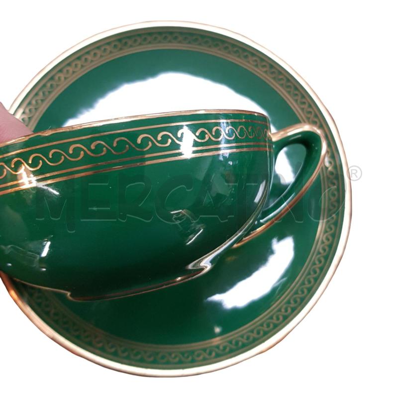SERVIZIO TE' PZ.27 PEZZI CER.ITALIANA VERDE DECORO DORATO  | Mercatino dell'Usato Civitavecchia 3