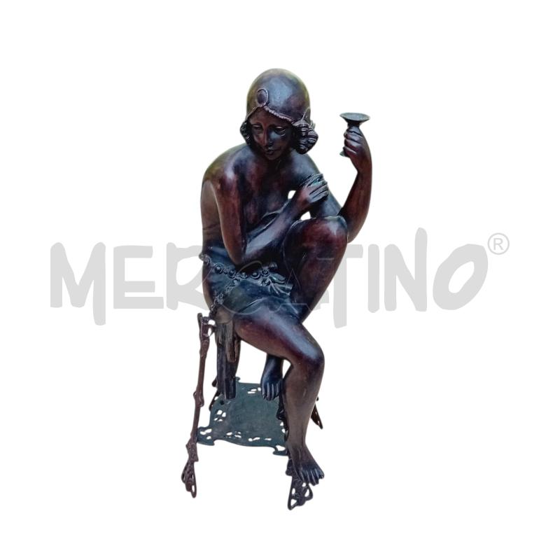 STATUA STILE LIBERTY DONNA SEDUTA BRONZO MOREAU CM 75 | Mercatino dell'Usato Civitavecchia 1
