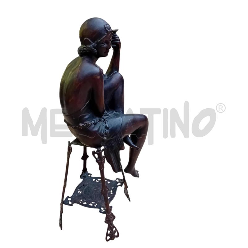 STATUA STILE LIBERTY DONNA SEDUTA BRONZO MOREAU CM 75 | Mercatino dell'Usato Civitavecchia 2