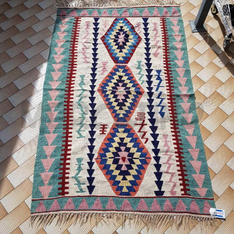 TAPPETO KILIM BORDO VERDE ACQUA 185X110 | Mercatino dell'Usato Civitavecchia 1