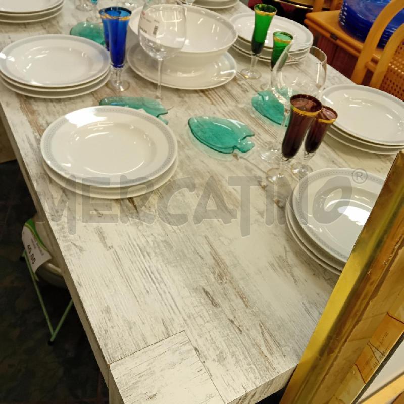 TAVOLINO SCIABATO LEGNO BIANCO CON 3 PROLUNGHE | Mercatino dell'Usato Civitavecchia 3