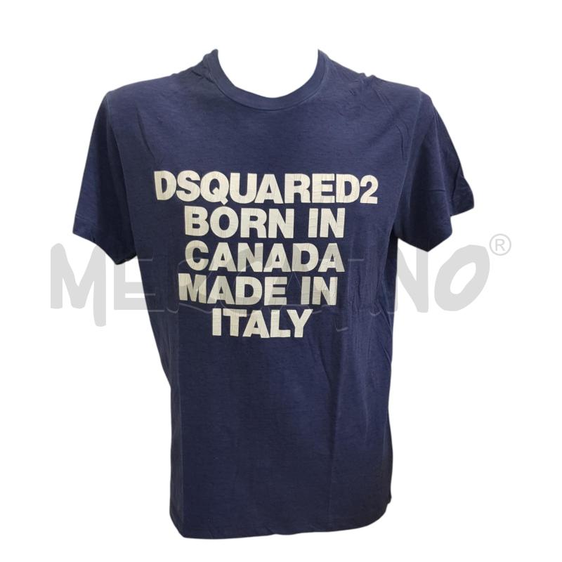T SHIRT U DSQUARED2 MC BLU FIAMMATA SCRITTA BIA | Mercatino dell'Usato Civitavecchia 1