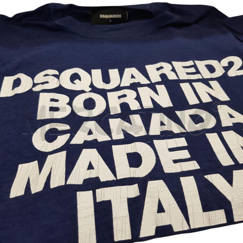 T SHIRT U DSQUARED2 MC BLU FIAMMATA SCRITTA BIA | Mercatino dell'Usato Civitavecchia 3