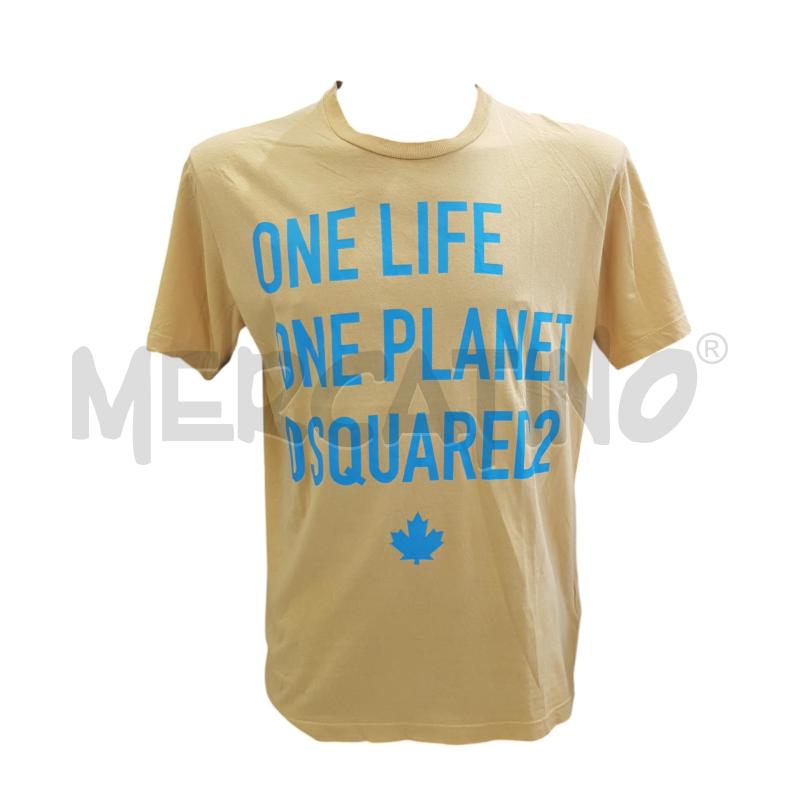 T SHIRT U DSQUARED2 MC GIALLO SCRITTE BLUETTE | Mercatino dell'Usato Civitavecchia 1
