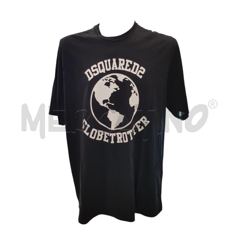 T SHIRT U DSQUARED MC NERA STAMPA MONDO | Mercatino dell'Usato Civitavecchia 1