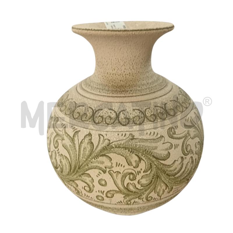 VASO BEIGE RUVIDO GRECA VERDE VESCHINI | Mercatino dell'Usato Civitavecchia 1