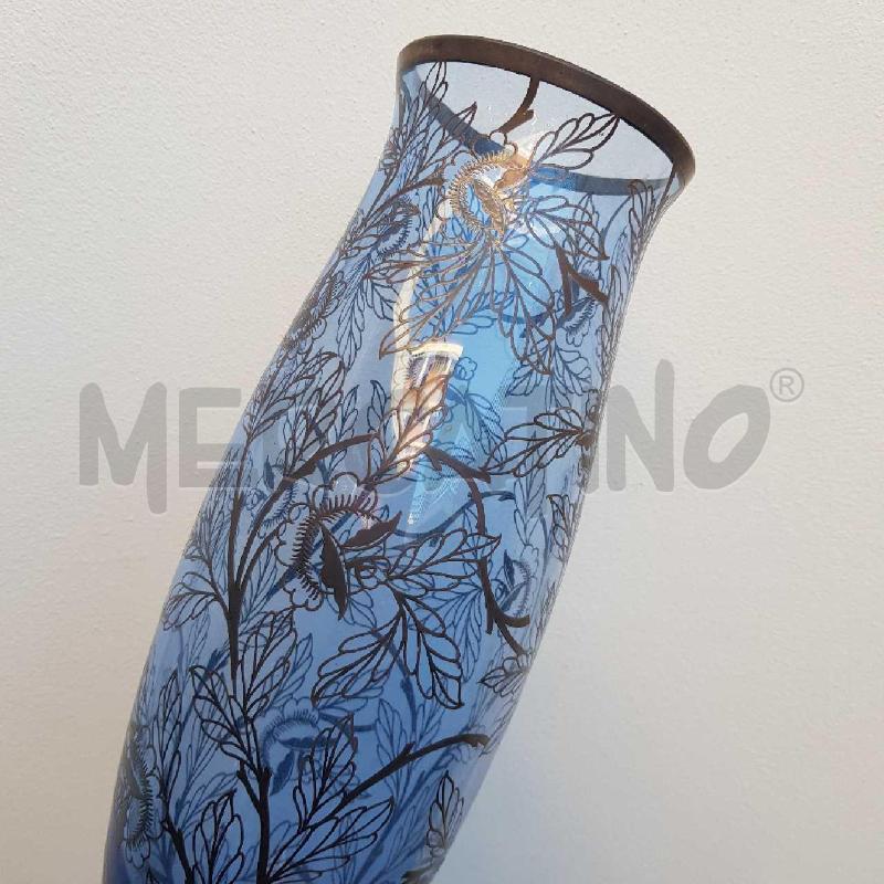 VASO VETRO BLU DECORO GALVANICO 40CM | Mercatino dell'Usato Civitavecchia 2