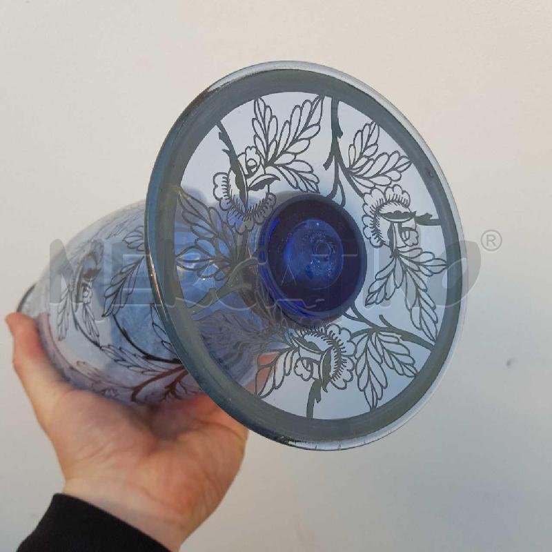 VASO VETRO BLU DECORO GALVANICO 40CM | Mercatino dell'Usato Civitavecchia 3