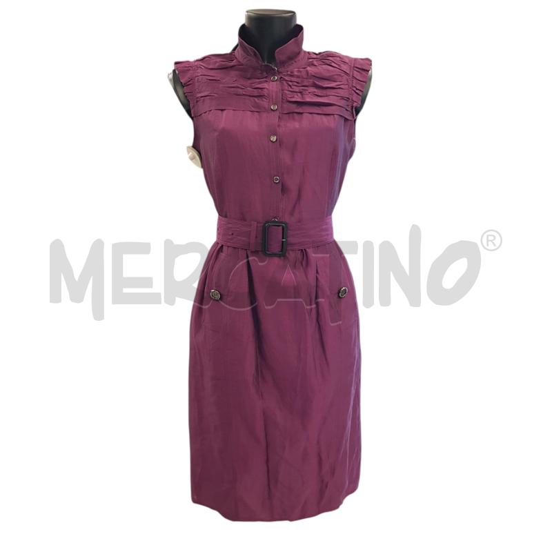 VESTITO D BURBERRY LONDON MISTO SETA PRUGNA SMANICATO | Mercatino dell'Usato Civitavecchia 1