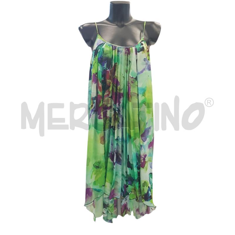 VESTITO D MANILA CRACE VERDE VIOLA ASTRATTO PLICET | Mercatino dell'Usato Civitavecchia 1