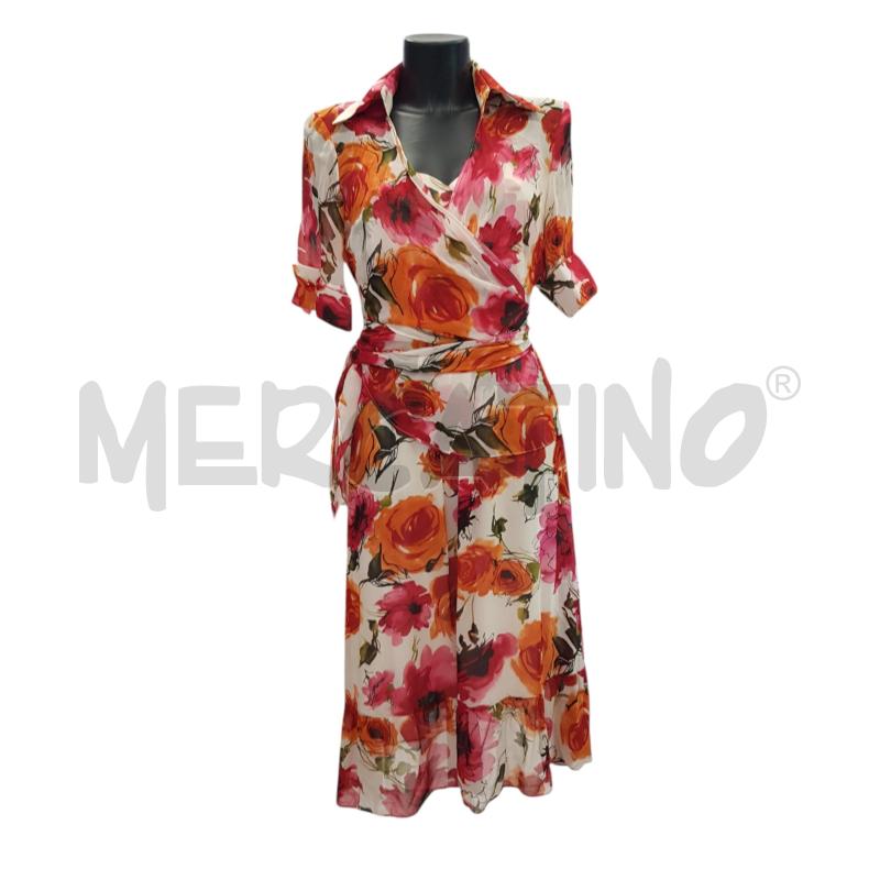 VESTITO D MARELLA + COPRISPALLA PANNA FIORATO ROSSO ARANCIO | Mercatino dell'Usato Civitavecchia 2