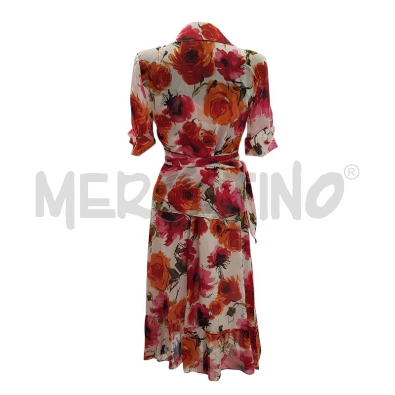 VESTITO D MARELLA + COPRISPALLA PANNA FIORATO ROSSO ARANCIO | Mercatino dell'Usato Civitavecchia 3