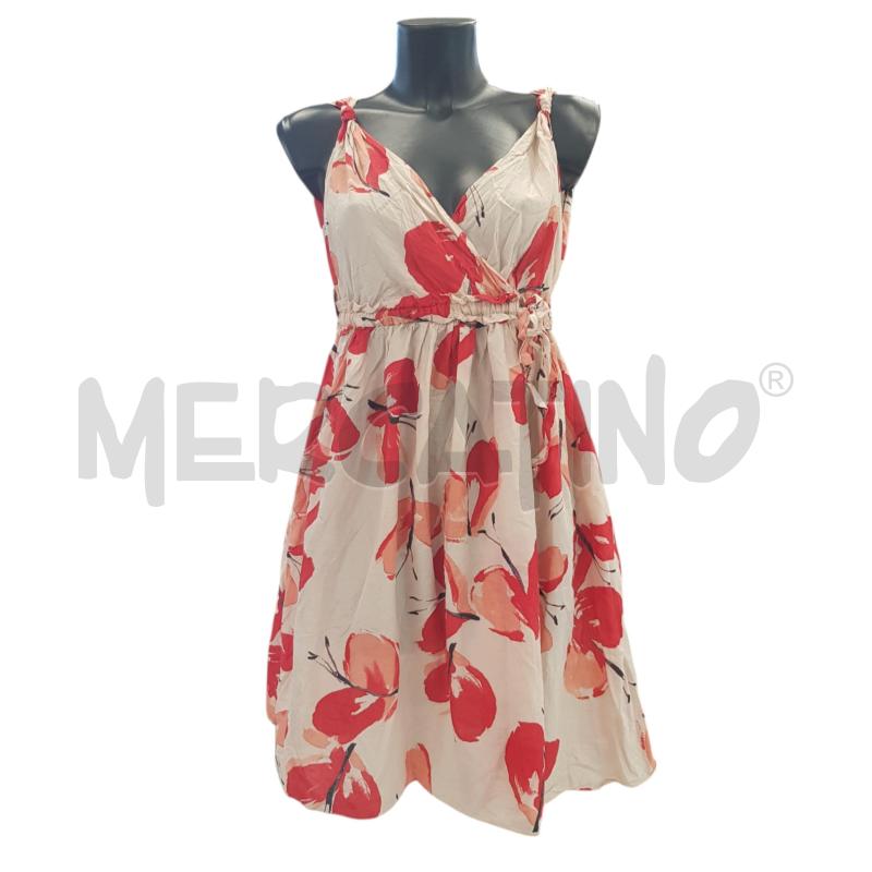 VESTITO D MOSCHINO BEIGE VELATO STAMPA PAPAVERI | Mercatino dell'Usato Civitavecchia 1