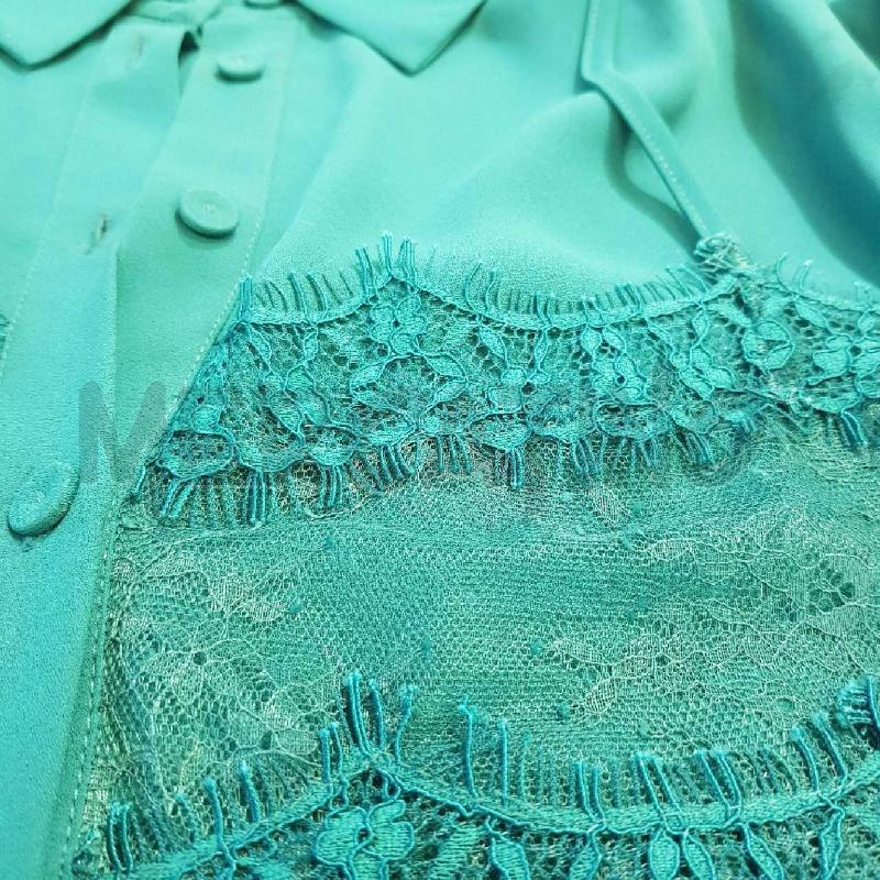 VESTITO D TWINSET VERDE PETROLIO PLISSE' DETT PIZZO | Mercatino dell'Usato Civitavecchia 4