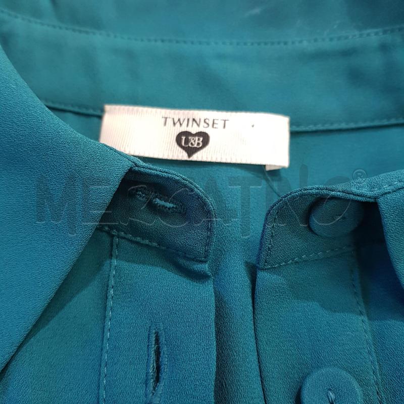 VESTITO D TWINSET VERDE PETROLIO PLISSE' DETT PIZZO | Mercatino dell'Usato Civitavecchia 5