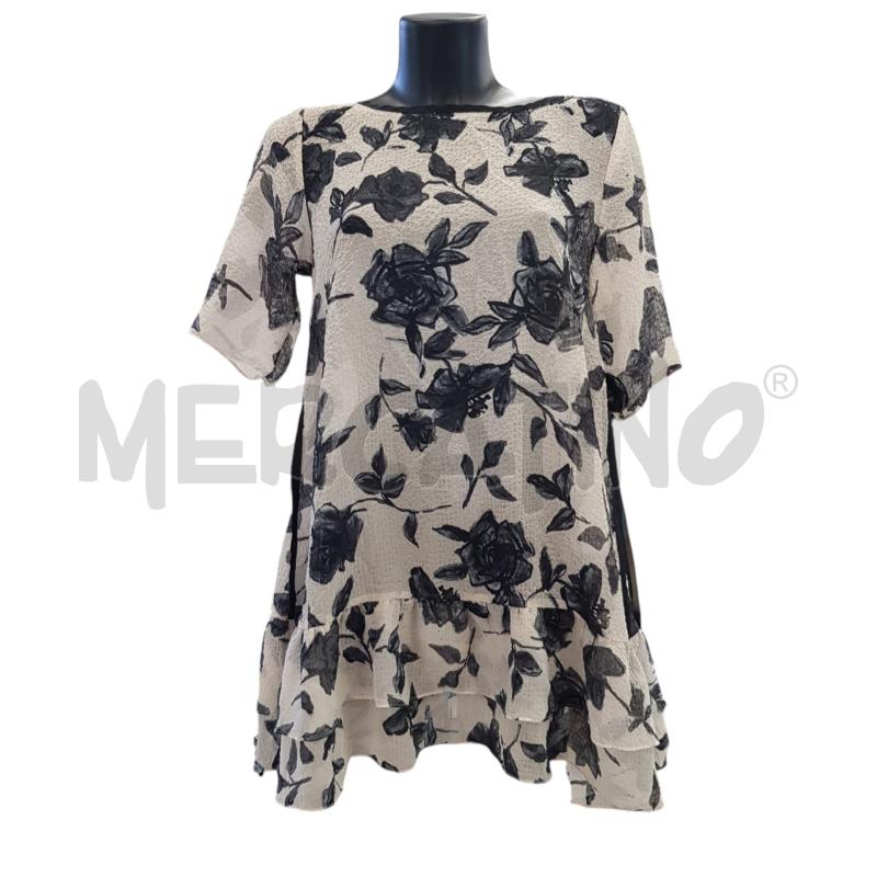 VESTITO D TWIN SET VELATO BEIGE FIORI NERI | Mercatino dell'Usato Civitavecchia 1
