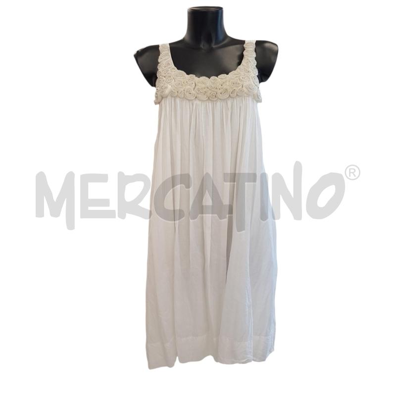 VESTITO D TWIN SET  PANNA BRETELLE APPLI ROSELINNE IN TONO | Mercatino dell'Usato Civitavecchia 1