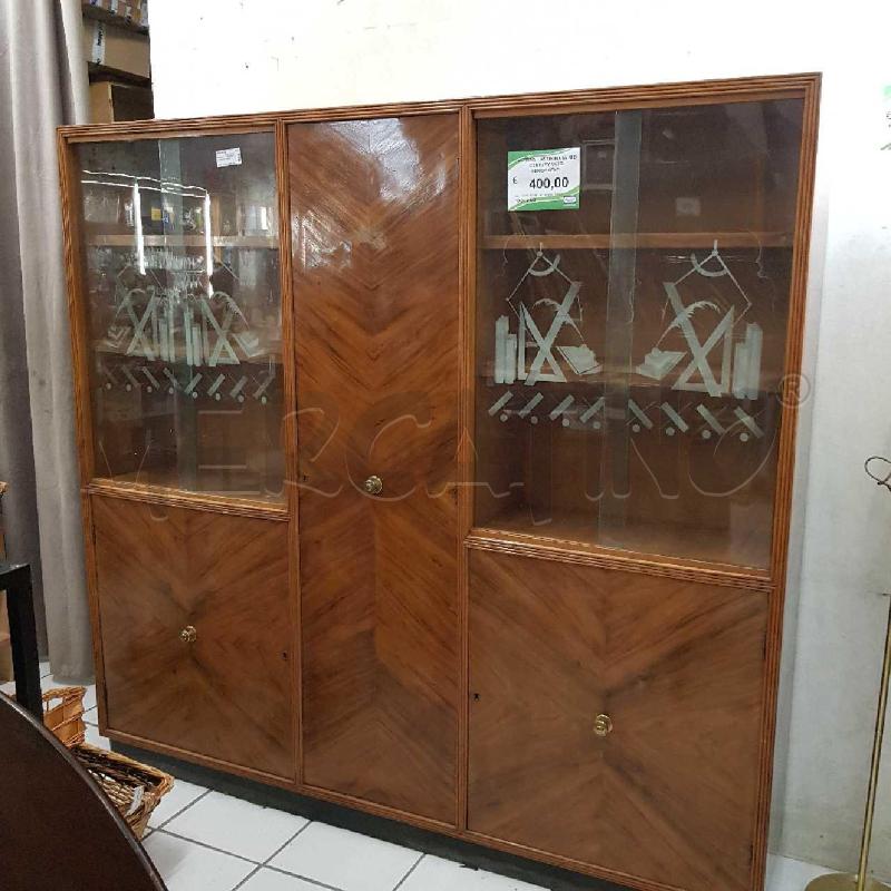 VETRINA LASTRONATA MID CENTURY VETRI SERIGRAFATI | Mercatino dell'Usato Civitavecchia 1