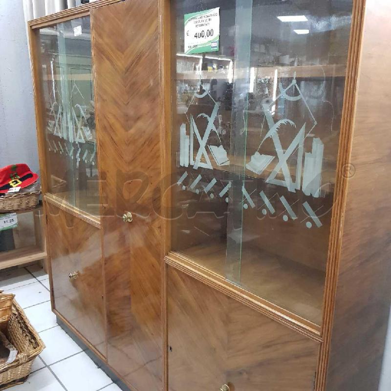 VETRINA LASTRONATA MID CENTURY VETRI SERIGRAFATI | Mercatino dell'Usato Civitavecchia 4