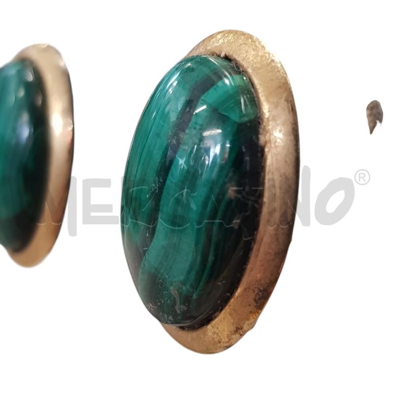 VINTAGE ORECCHINI MALACHITE CABOCHON ARG DORATO | Mercatino dell'Usato Civitavecchia 4