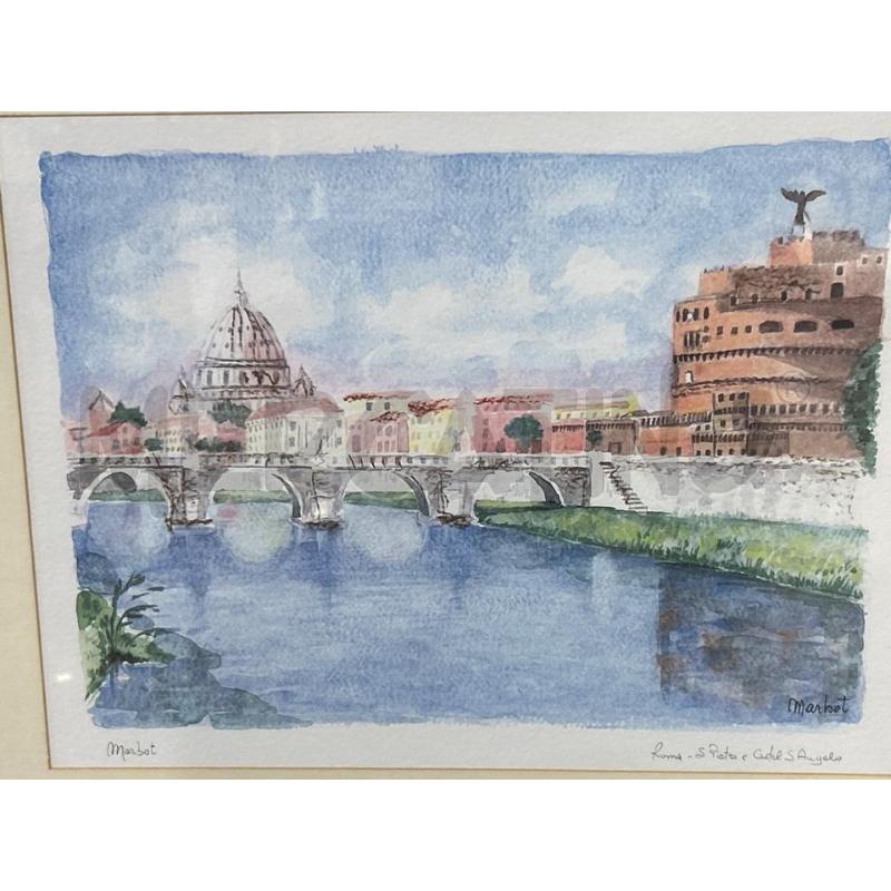 ACQUERELLO ROMA PONTE SUL TEVERE  | Mercatino dell'Usato Roma rebibbia 2