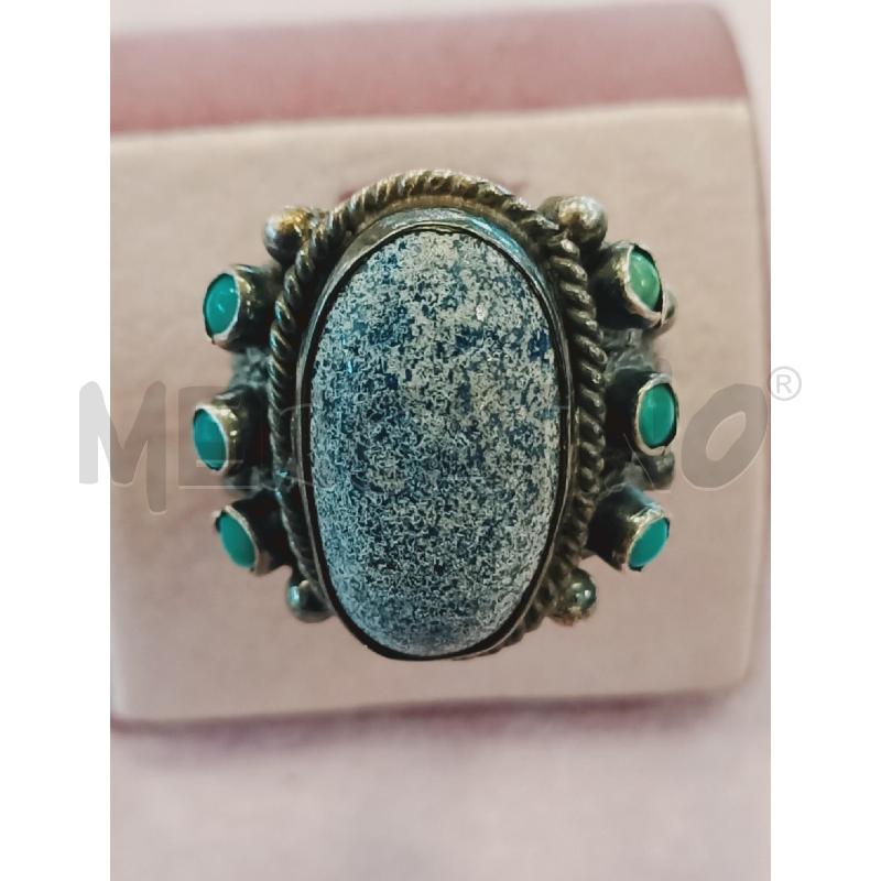 ANELLO ARG LAVORATO LATERALI TURCHESE CENTRALE BLU | Mercatino dell'Usato Roma rebibbia 1