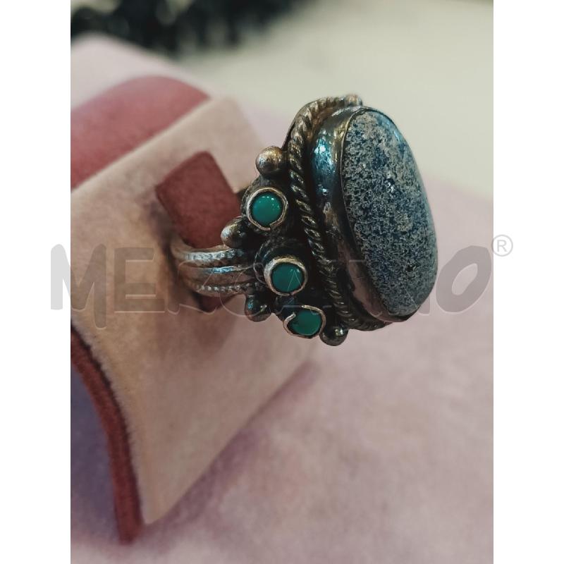ANELLO ARG LAVORATO LATERALI TURCHESE CENTRALE BLU | Mercatino dell'Usato Roma rebibbia 2